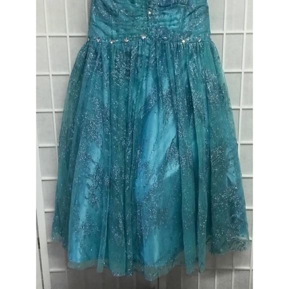 Diamond Teal Mermaid Gown - Picture 2 of 4